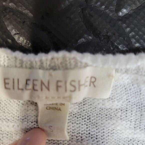 Eileen Fisher Linen Blend Long Line Short Sleeve Cardigan Size Small White - Picture 6 of 8